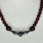 Vintage 925 Sterling Silver Red Carnelian Ball Bead Necklace 18" Photo 1