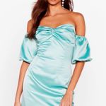 Nasty Gal Off-Shoulder Blue Mini Dress Photo 0