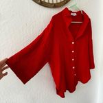 Charlie Holiday Red Cotton Gauze Harlow Button Down 3/4 Casual Oversized Shirt 6 Photo 5