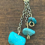 Artisan Natural Turquoise Stone Pendant Necklace Chain Drop Gold Photo 0