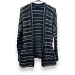 Modcloth  Black Multicolor Metallic Chenille Fuzzy Long Sleeve Open Cardigan Sz M Photo 2