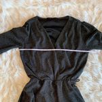 Black Silver Glitter Wrap Front Long Sleeve Minidress FRAICHE BY J Size Small Photo 4