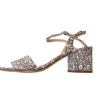 J.Crew  Lizard Snake Print Leather Block Heel Strappy Sandal size 8.5 Gray Cream Photo 4