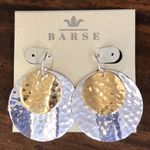 Sterling Silver BARSE Two Tone Round Brass Hammered Finish Earrings NWT Photo 0
