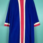 Vanity Fair Vintage  Zip Robe Housecoat Blue Red White Mod Stripe Dacron 1960/70s Photo 0