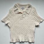 525 America  Ivory Cable Knit Polo Sweater Shirt Size X-Large NWT Photo 1