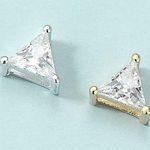 Triangle Stud Necklace Charm | Yellow Gold Plated Sterling Silver Gold Photo 0