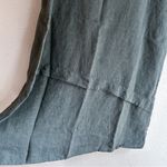 Flax 100% Linen Tank Dress Relaxed Fit Asymmetrical Hem Medium Green Photo 2