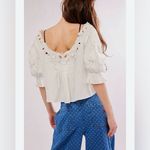 Free People  Cream Ruffled Crop Blouse Photo 1