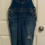Old Navy EUC | women’s ripped distressed medium wash denim overalls — size 2 Photo 0