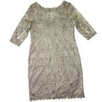 Tadashi Shoji NWT Corded Embroidery Tulle Sheath in Smoke Pearl Dress 14Q Photo 5