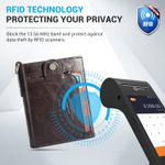 Chain Wallet for Men, Genuine Leather Bifold Wallets Rfid Blocking Men Purse with Zipper Coin Pocket (Coffee) Photo 4