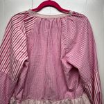 Free Assembly Striped Long Sleeve Ruffle Hem Womens Cotton Top Size XL Pullover Pink Photo 6