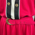 California vintage TABBY OF 80's Long Sleeve Dress w Belt Red/black/White-12 Photo 3