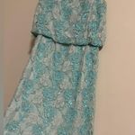 Alice + Olivia  Sequin beaded turquoise aqua mini floral beaded lace dress Photo 4