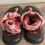 Sanuk  Yoga Sling Ella Print Sandals 1016355 Women’s Size 7 Tan Pink Geometric Photo 3