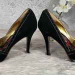 Shiekh  Black and Gold Velvet Heels - Size 9 Photo 3