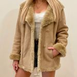 Vintage Faux Suede Faux Fur Lined Collared Penny Lane Jacket Coat in Camel/Tan Tan Size L Photo 0