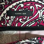 Talbots Tablots Carpri Pants Size 12 Petite Classic slim fit Paisley Print Fushia White Photo 3