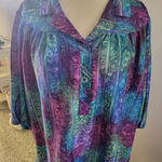 Vintage Top Notch Caftan Tunic Dress Blue Purple Abstract Pattern‎ 48/26W Photo 0