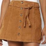 American Eagle Corduroy Button-Front Skirt Camel Brown Super Stretch Size 2 Photo 0