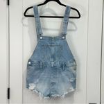 Free People Denim June Shortalls Romper Moonbeam Blue Distressed Boho Sz 25 Photo 3