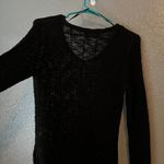 Pink republic  Black Ribbed Knit Sweater Women’s Long Sleeve V-Neck Pullover Photo 5