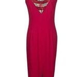 Vintage 90s Red Beaded Collar Formal Prom Dress Size 10 Photo 0