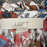 Ann Taylor Loft Peacock Floral Ruffle Button Blouse Women's Medium Orange Blue Photo 3