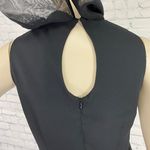 Vintage 80s Black Beaded Fringe Shawl Collar Cocktail Party Shift Dress M Photo 6