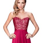 La Femme  Strapless Prom Formal Dress Gown Cranberry Size 6 NWT Photo 1