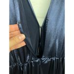 Bronx and Banco Sz Medium m Zoe Midnight Blue Satin Long Sleeve Plunge V-Neck Photo 5