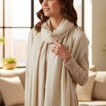 Nordstrom Sutton Studio Women's 100% Cashmere Scarf with Fringe Ends Ivory Photo 0