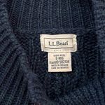 Vintage LL Bean Sweater Cardigan Cable Knit Wool Ireland XS S Small Blue Photo 5