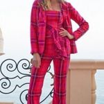 Trina Turk 💕💕 Starburst Pant ~ Planetary Plaid Aurora Pink Multi 10 NWT Photo 5