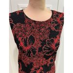 Chico's Vtg  Acetate Floral Tank Top Shell Size 1‎ Black & Red Holiday Old Money Photo 1
