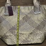 Elliott Lucca NWT INTRECCIO Woven Metallic Shoulder Bag Tote Pewter Gold Silver Photo 9