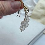 Vintage dangle drop faceted globe pierced earrings. Gold Photo 6