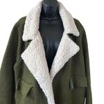 ZARA  Knit Olive Green Scherling Oversized Coat Photo 1
