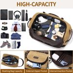  Weekender Bag with Shoe Compartment Large Overnight Bag for Men Canvas Genuine Leather Carry on Luggage Bag Travel Duffel Bag(Brown) Photo 4