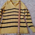 Liz Claiborne  Yellow Black Striped Stripe Sweater Long Medium/Large Top Winter Photo 3
