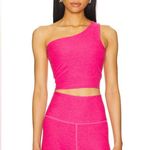Beyond Yoga  Spacedye The Bold Shoulder Cropped Tank in Vivid Pink Heather Photo 0