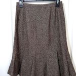 Ann Taylor Loft Skirt 0 Brown Wool Silk Pleated Knee Length Tweed Flare Hem Photo 3
