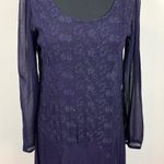 Vintage Odessa Sheer Dark Plum Embroidered Dress Photo 4
