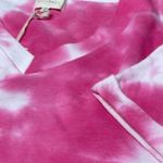 Mellóday women’s V Neck Pink White short sleeve crop top sweatshirt Sz XS Photo 2