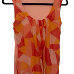 Pink Orange Abstract Sleeveless Blouse | Vacation Resort Wear Summer Tank Top S Photo 0