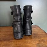 Tory Burch  Short Black Leather Buckle Boots Size 7 Zipper Luxury Moto Designer Photo 3