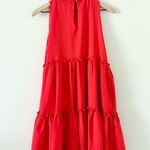 Elliatt  Sonnet High Neck Swing Dress with Ruffle in Bright Red - Size M Photo 4