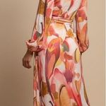 Petal & Pup Laquin Long Sleeve Maxi Dress Abstract Floral Cutout Bow Back Large Pink Photo 1