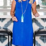 Gibson x Hi Sugarplum! Large Laguna Santorini Blue Jersey Ruffle Back Dress Photo 0